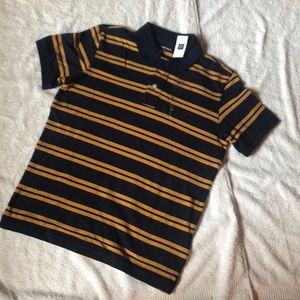 NWT GAP Striped Blue/Gold POLO Shirt